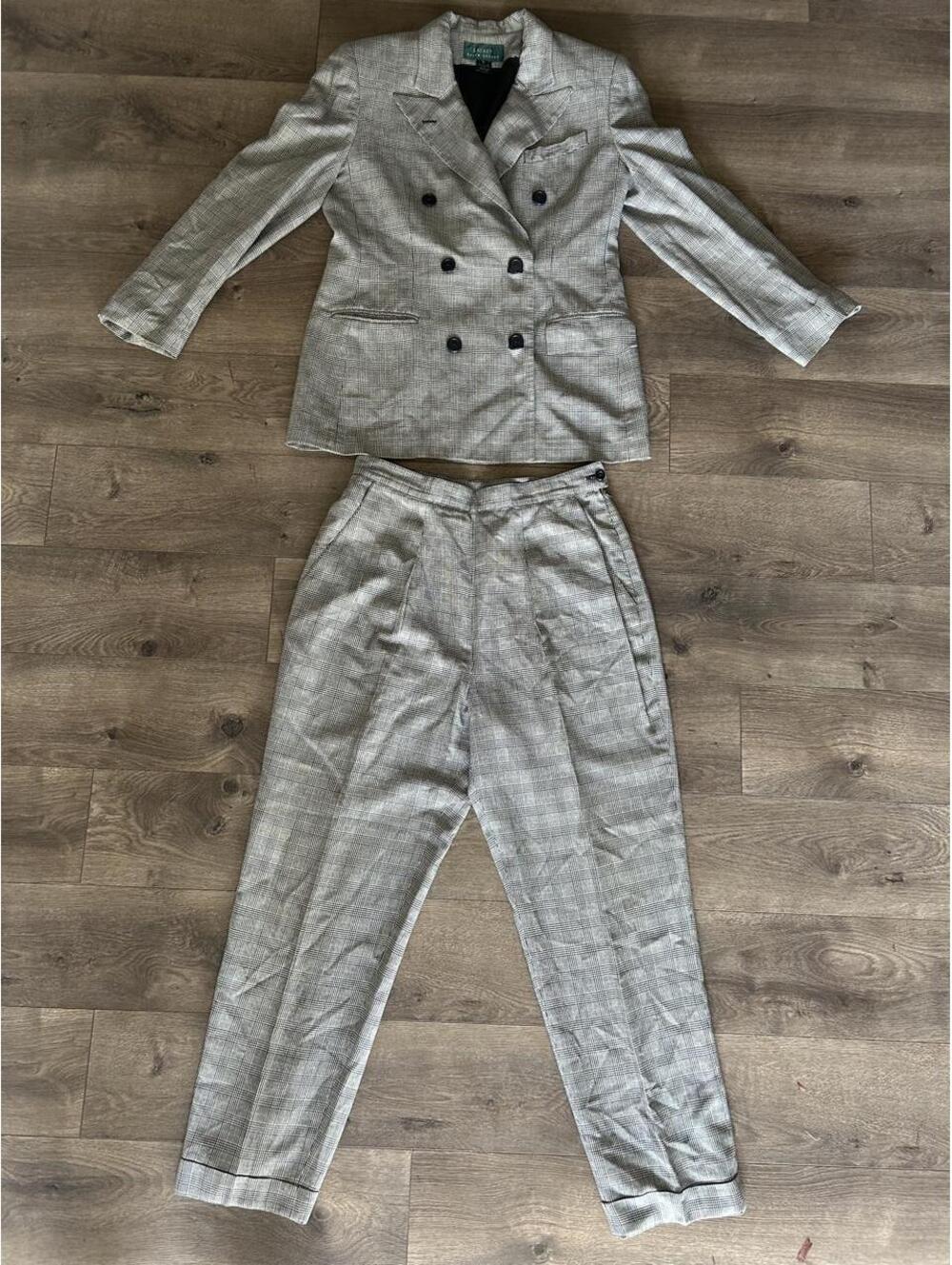 vintage lauren ralph lauren glen plaid double-breasted pant suit SIZE 8/10